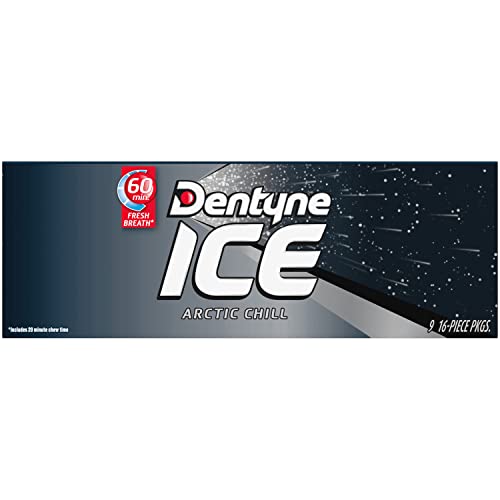 Dentyne Ice Arctic Chill Sugar-Free Chewing Gum, 9 Packs of 16 Pieces (144 Total Pieces)