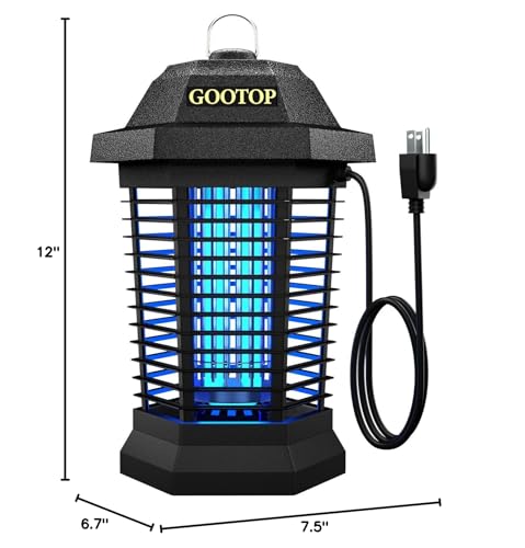 GOOTOP Bug Zapper Outdoor, Mosquito Zapper, 3 Prong Plug in Electric Fly Zapper, Mosquito Killer, Fly Traps, Flying Insects Zapper Indoor Outdoor 90-130V, 4200V, ABS Plastic Outer (Black)