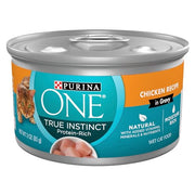 Purina ONE Natural High Protein Cat Food, True Instinct Chicken Recipe in Gravy - (Pack of 24) 3 oz. Pull-Top Cans
