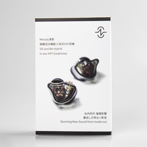 CCZ Yinyoo Melody in Ear Monitors Earphones Headphones Wired Earbuds without Microphone IEM HIFI Bass with 1DD 1BA, Ear fins, 4N OFC Cable for Musicians, Singer, on Stage, Studio (no mic, clear black)