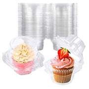 NPLUX 50 Pack Individual Cupcake Containers Plastic Cupcake Boxes Cupcake Holders Stackable Deep Dome Cupcake Carrier