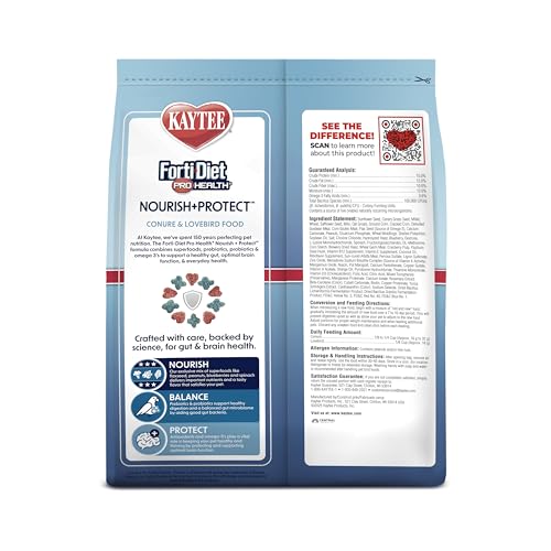 Kaytee Forti-Diet Pro Health Nourish+Protect Conure & Lovebird Food, Comprehensive Nutrition Backed by Science, Digestive Health, Immune Support, 4 pounds