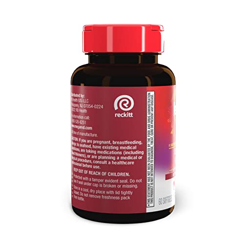 MegaRed Ultra Strength 1000mg Omega-3 Krill Oil Supplement with EPA/DHA, Astaxanthin & Phospholipids, No Fish Oil Aftertaste Supports Heart, Brain, Joint and Eye Health, 60 Count Softgels.