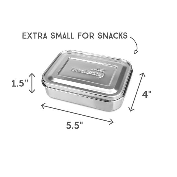 LunchBots Small Protein Packer Bento Box - Extra Small Divided Stainless Steel Snack Container - 4 Sections for 1-2oz of Nuts, Meat, Cheese, Finger Foods - Dishwasher Safe - Stainless Lid