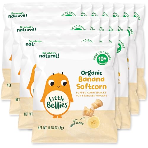 Little Bellies Organic Banana Softcorn Baby Snack (Pack of 18 x 0.28 oz Individual Packs)