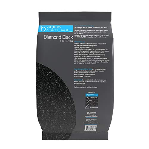 Aqua Natural Diamond Black 10lb, Premium Gravel and Substrate for Aquariums, Fish Tanks and terrariums, 1-2mm