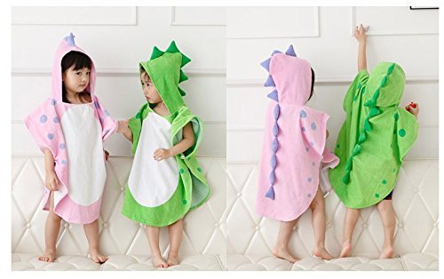 Maleroads Soft Cotton Baby Bath Towel Beach Towel Bathrobe for Kids 0-4 Years (Green Dinosaur, 21.545inch)