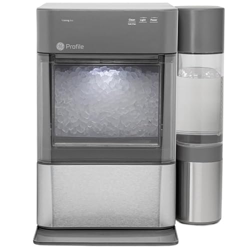 GE Profile Opal 2.0 with 0.75 Gallon Tank, Chewable Crunchable Countertop Nugget Ice Maker, Scoop included, 38 lbs in 24 hours, Pellet Ice Machine with WiFi & Smart Connected, Black Stainless Steel
