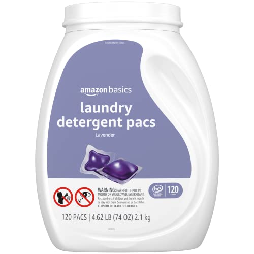 Amazon Basics Laundry Detergent Pacs, Hypoallergenic, Free & Clear, 120 Count (Previously Solimo)