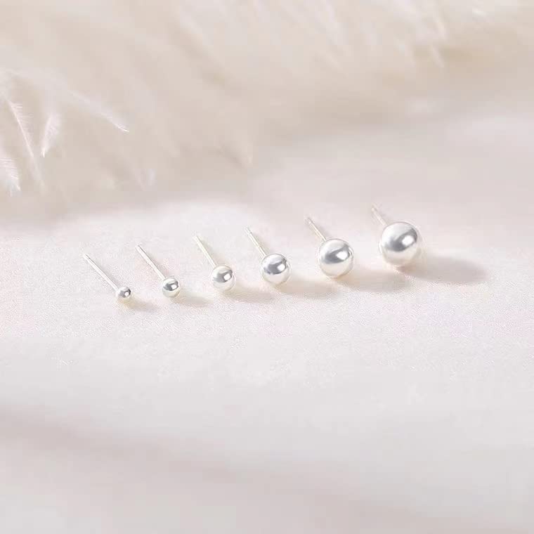 925 Sterling Silver Stud Earrings for Women, Sterling Silver Earrings Tiny Stud Earrings for Multiple Piercings 5 Pairs Different Sizes Silver Stud Earrings Set 2mm 3mm 4mm 5mm 6mm