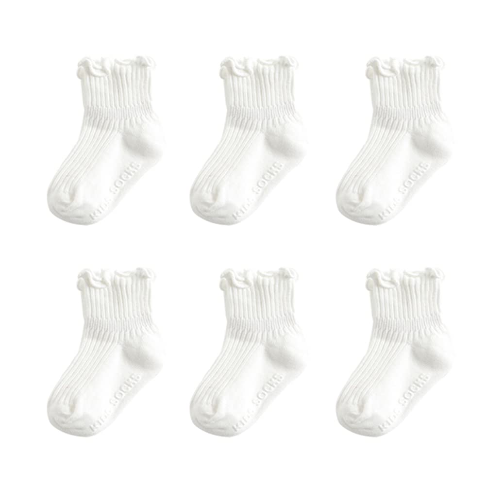 Zumou Toddler Anti Slip Non Skid Socks Little Girls Frilly Ruffle Lace 6 Pairs (1-2T, Frilly 6 Pairs)