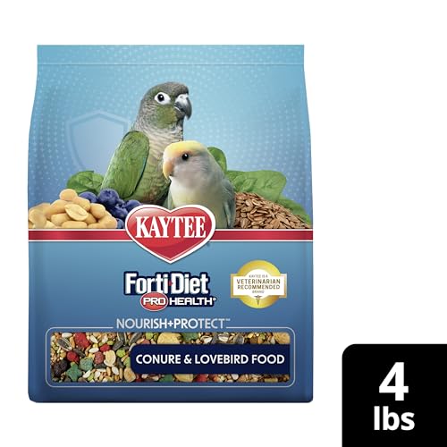 Kaytee Forti-Diet Pro Health Nourish+Protect Conure & Lovebird Food, Comprehensive Nutrition Backed by Science, Digestive Health, Immune Support, 4 pounds