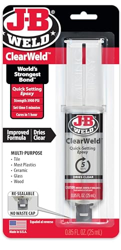 J-B Weld 50112 ClearWeld 5 Minute Set Epoxy Syringe - Clear - 25 ml, 25ml