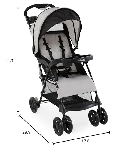 Kolcraft Cloud Plus Lightweight Umbrella Stroller for Toddlers with Reclining Seat, Large Storage Basket, Canopy, Infant & Parent Trays, Compact Fold for Summer Travel, Durable Frame, Slate Gray