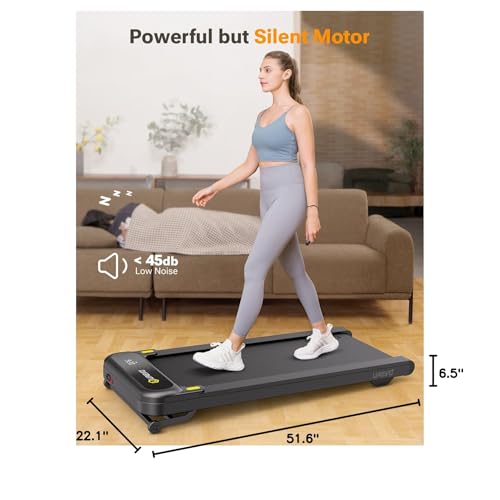 UREVO Walking Pad Treadmill with Auto Incline, Under Desk Treadmill, Treadmills for Home Office, with 9 Level Incline, APP Control