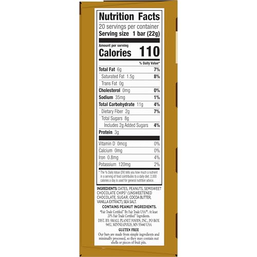 Larabar Peanut Butter Chocolate Chip Mini Bars, Gluten Free Vegan, 20 ct