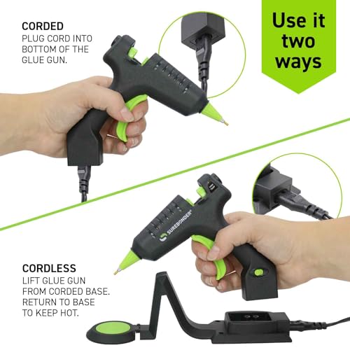 Surebonder Cordless/Corded High-Temperature Mini Hot Glue Gun with Fine Tip for Detailed Crafting and DIY Projects, 20 Watts (CL-195F)