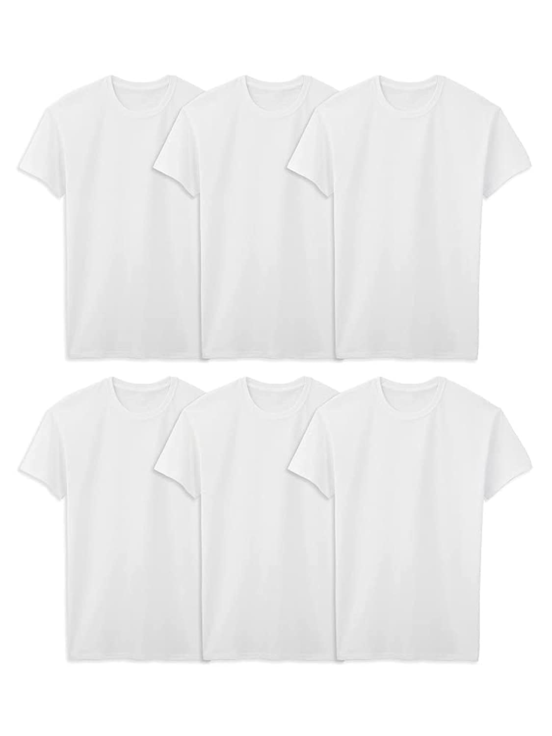 Fruit of the Loom mens Stay Tucked Crew T-shirt Underwear, Tall Man - White 6 Pack, X-Large US