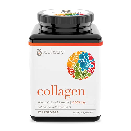 Youtheory Collagen with Vitamin C, Advanced Hydrolyzed Formula for Optimal Absorption, Skin, Hair, Nails and Joint Support, 290 Supplements