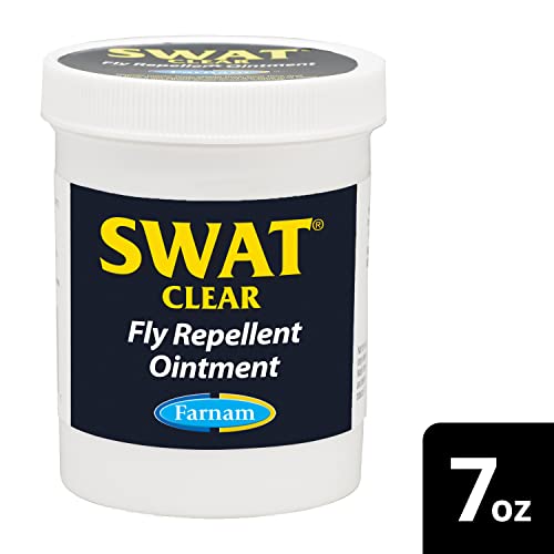 Farnam SWAT Clear Fly Repellent Ointment for Horses, Repels House, Stable, Face & Horn Flies, Protects Wounds on Horses, Ponies & Dogs, 7 oz.