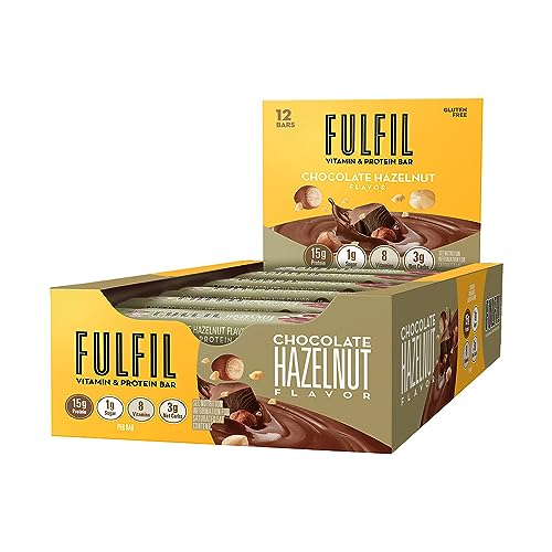 FULFIL Vitamin and Protein Bars, Chocolate Salted Caramel, Snack Sized Bar with 15g Protein and 8 Vitamins Including Vitamin C, 12 Counts