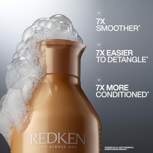 Redken All Soft Shampoo | Moisturizes and Deeply Hydrates| Softens, Smooths, and Adds Shine| Nourishing Shampoo for Dry Hair | Safe for Color-Treated Hair | With Argan Oil