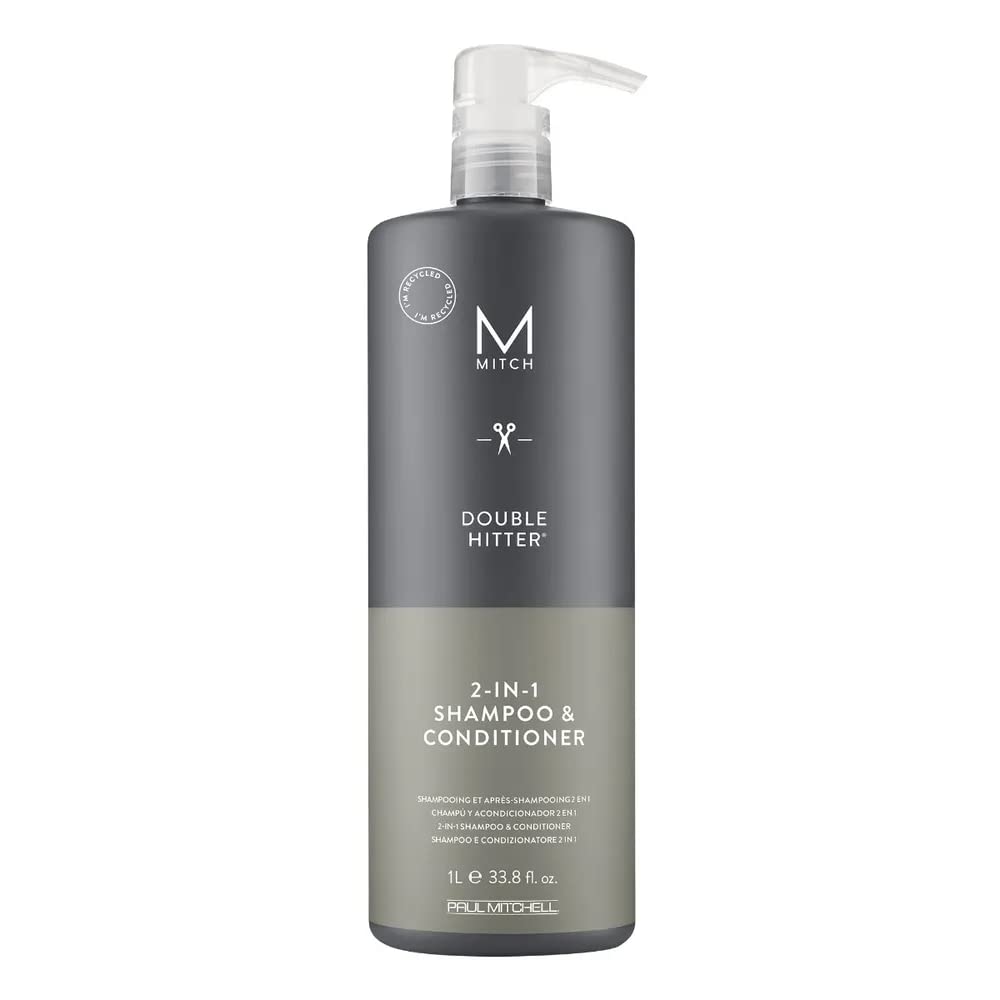 MITCH by Paul Mitchell Double Hitter 2-in-1 Shampoo and Conditioner for Men, For All Hair Types, 33.8 fl. oz.