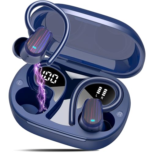 OYIB Wireless Earbuds Bluetooth 5.4 Headphones Sport, 50H Bluetooth Earbuds with Earhooks, Over Ear Bud Deep Bass with ENC Mic, IP7 Waterproof Wireless Earphone for Workout/Running, Black