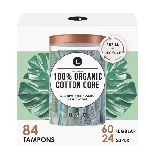 L. Organic Cotton Tampons Multipack - Regular + Super 42 Count x 2 Packs (84 Count Total)