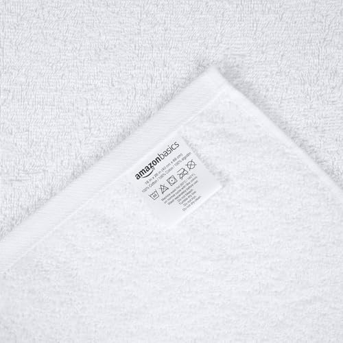Amazon Basics Soft and Thick Cotton Hand Towels, 16 x 26 in, White, 12-Pack