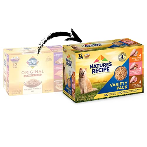 Nature’s Recipe Chicken, Salmon and Turkey Recipes Variety Pack Wet Dog Food, 12-2.75 oz. Cups, 2 Count