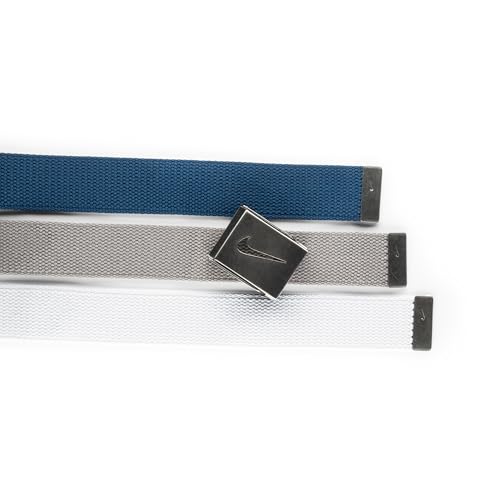 Nike Men's 3 Pack Golf Web Belt, White/Gray/Navy, One Size