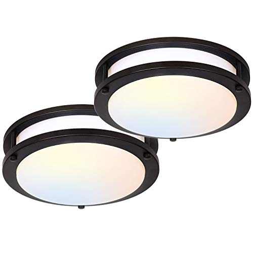 13 inch Flush Mount LED Ceiling Light Fixture, 2700K/3000K/3500K/4000K/5000K Adjustable Ceiling Lights, Oil Rubbed Bronze Saturn Dimmable Lighting for Bathroom Kitchen, ETL Listed - 2 Pack