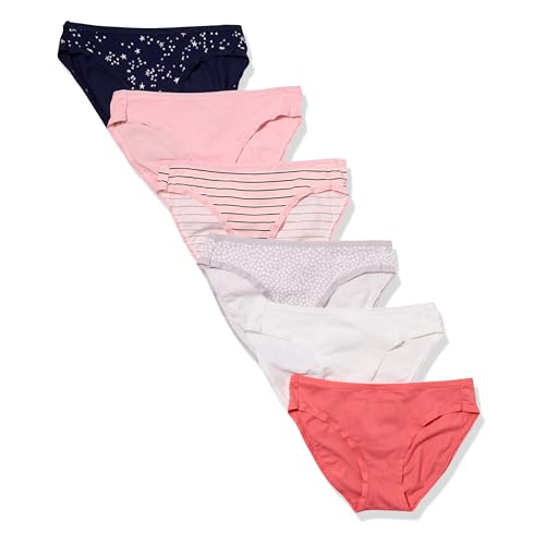 Amazon Essentials Women's Cotton Bikini Brief Underwear (Available in Plus Size), Pack of 6, Black, Large