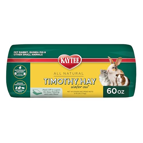Kaytee Wafer Cut All Natural Timothy Hay for Pet Guinea Pigs, Rabbits & Other Small Animals, 60 Ounce