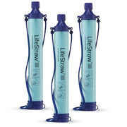 LifeStraw Personal Water Filter for Hiking, Camping, Travel, and Emergency Preparedness, 3 Pack, Blue