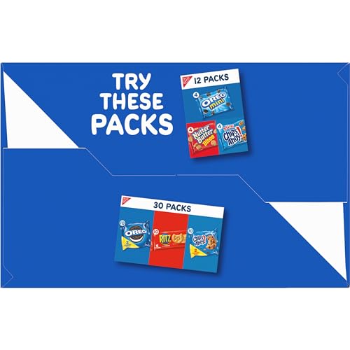 Nabisco Sweet Treats Cookie Variety Pack OREO, OREO Golden & CHIPS AHOY!, School Snacks, 30 Snack Packs (2 Cookies Per Pack)