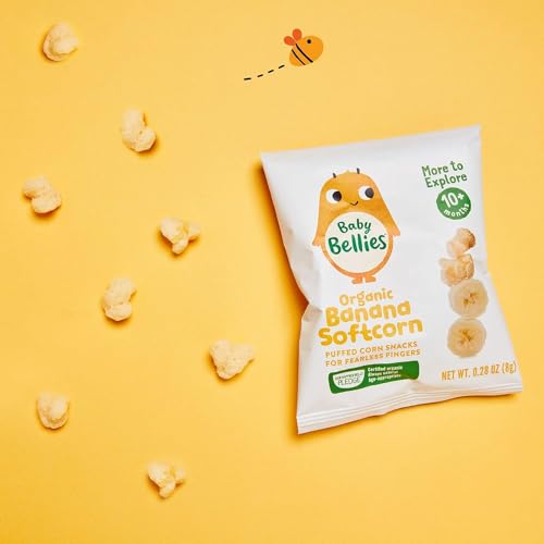 Little Bellies Organic Banana Softcorn Baby Snack (Pack of 18 x 0.28 oz Individual Packs)