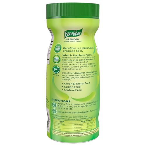 Benefiber Daily Prebiotic Fiber Supplement Powder for Digestive Health, Daily Fiber Powder, Unflavored - 62 Servings (8.7 Ounces)