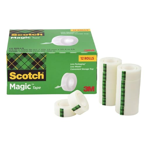 Scotch Magic Tape, Invisible, Repair Christmas Cards and Use as Holiday Gift Wrap Supplies for Christmas, 6 Tape Rolls