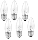 SCOMX 40W Incandescent Equivalent Energy Torpedo Tip Chandelier with Crystal Clear Incandescent Light Bulbs Tip Light Bulb and Medium E26 Candelabra Base (6)