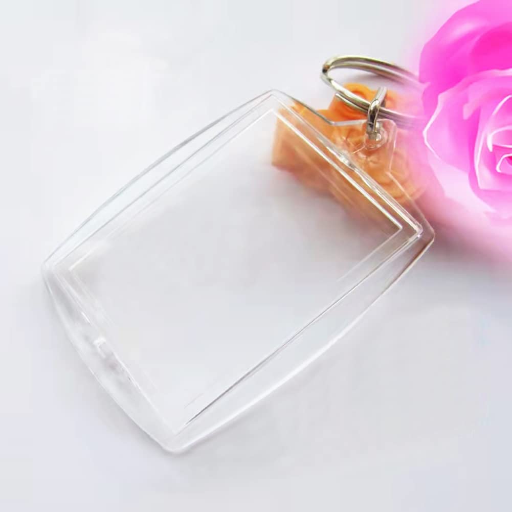 Medsuo 6pcs Double Sided Blank Picture Keychain Personalised Photo Key Fob Holder with Split Ring for Insert 1.7 x 1.1 Photo