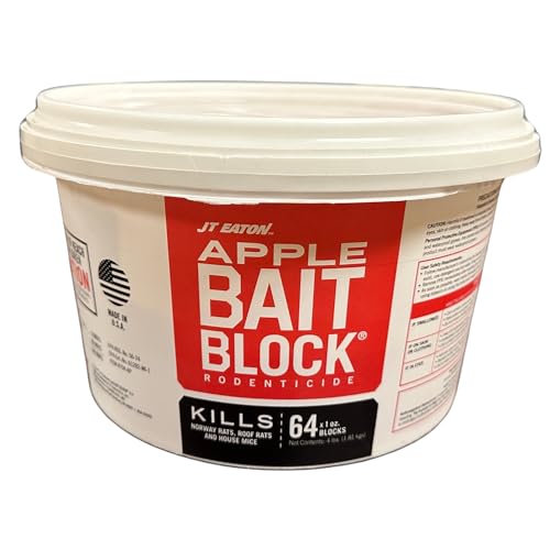 Bait Block Apple Flavor Rodenticide – 4 lb. Pail – Effective Rodent Control Bait Blocks – Long-Lasting and Easy to Use
