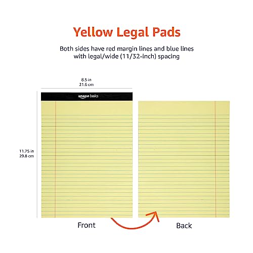 Amazon Basics Narrow Ruled Lined Writing Note Pad, 5 inch x 8 inch, Canary, 600 Count (12 Packs of 50)