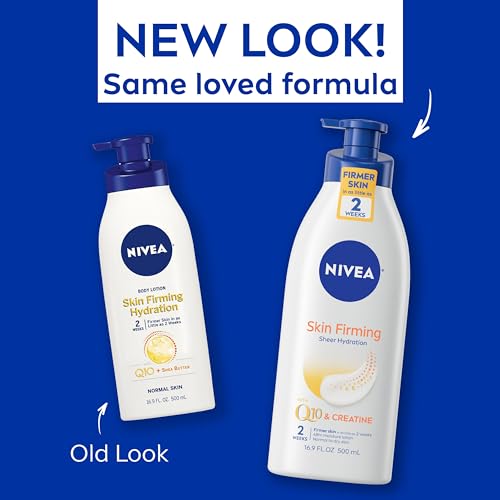 NIVEA Skin Firming Sheer Hydration Body Lotion with Q10 and Creatine, Skin Firming Lotion for Firmer Skin in as Little as Two Weeks, 16.9 Fl Oz Pump Bottle