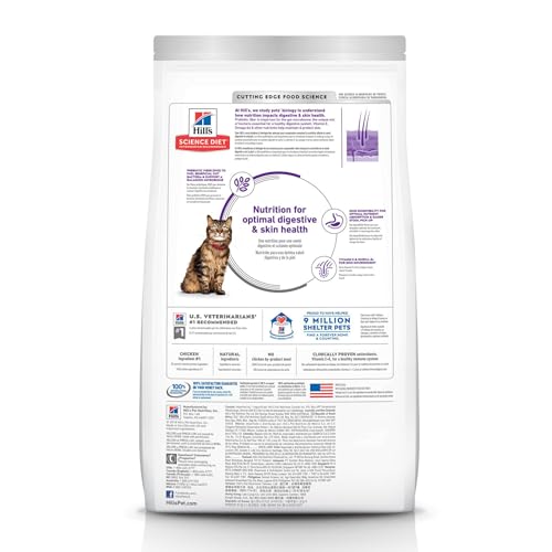 Hill's Science Diet Sensitive Stomach & Skin, Adult 1-6, Stomach & Skin Sensitivity Support, Dry Cat Food, Chicken & Rice, 7 lb Bag