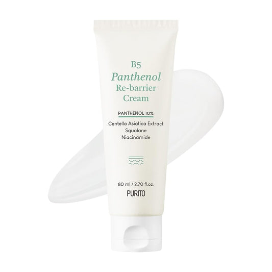 PURITO B5 Panthenol Re-barrier Cream 2.70 fl.oz. / 80ml, Rich Moisturizing Cream with 10% Panthenol for Strenthening the Skin Barrier, No Silicones, No PEG, No Essential Oils, Vegan, Korean Skincare