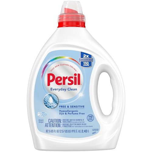 Persil Free & Sensitive Liquid Laundry Detergent, Unscented and Hypoallergenic for Sensitive Skin, 2X Concentrated, 82.5 fl oz, 110 Loads