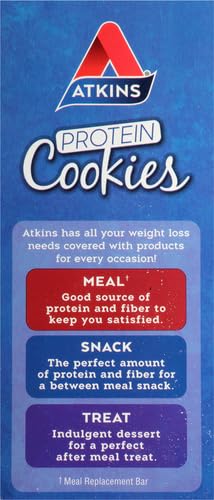 Atkins Peanut Butter Protein Cookie, Protein Dessert, Rich in Fiber, 3g Net Carb, 1g Sugar, Keto Friendly, 4 Count
