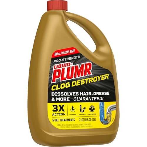 Liquid-Plumr Pro-Strength Clog Destroyer, Liquid Drain Cleaner, 80 Fluid Ounces (Package May Vary)
